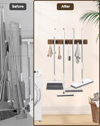 AceMining 2 Pack Broom Holder Wall Mount, 4 Holders 4 Hooks Mop Holder - color: Brown, size: 2 Pack