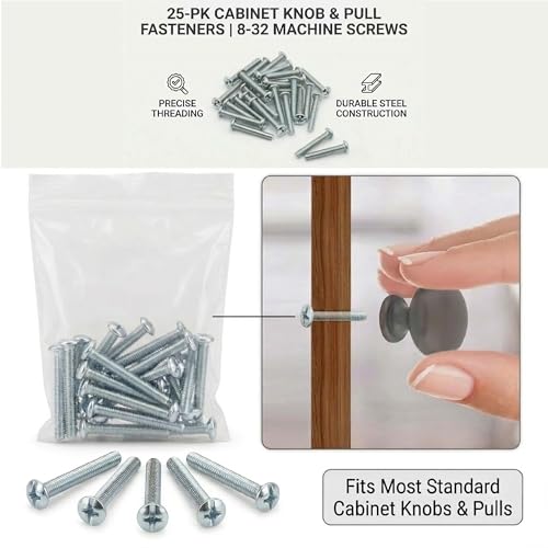 Cabinet Knob & Pull Machine Screws 25-pk (8-32 x 1-3/4") or Choose Your Length; Fasteners for Kitchen & Bathroom Drawer & Door Hardware - size: 8-32 x 1-3/4"