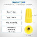 Nilight 120PCS Yellow Wire Connectors Kit 16-14 AWG Electric Wire Caps - color: 120PCS 16-14# Wire Caps
