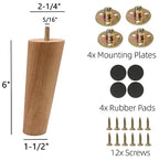Solid Wood Replacement Furniture Sofa Couch Legs 6 inch Heavy Duty Set of 4 - color: Slant- Set of 4, size: 6"
