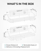 Nieifi Shower Caddy Adhesive, Shower Shelves, Shampoo Holder for Bathroom - color: White, size: 2 Pack