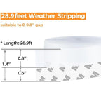 28.9 Ft Weather Stripping Door Seal Strip Tape,Silicone Draft Stopper,Self Adhesive Shower Door Bottom Seal, Insulation Strip for Frame Windows and Glass Gaps (Transparent, 35mm) - size: 1.4 in x 28.9 ft