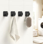 GWAAZXGZ Square Self Adhesive Towel Hooks - 2 Pack Matte Black Metal Hooks - color: Black, size: 2 Pack