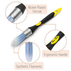 Bates- Trim Paint Brush, 0.75 Inch, 2 Pack, Ergonomic Non-Slip Handle, Synthetic Bristles, Trim Brushes for Painting, Yellow and Black - color: Yellow-black, size: 0.75 inch, 2 Pack