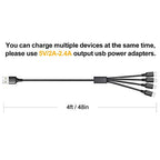 Multi Charging Cable, 2Pack 4FT 4 in 1 Charging Cable for Multiple Devices - color: Black