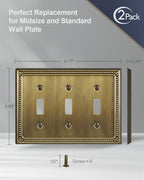 Switch Plates Outlet Covers, 2-Pack Antique Brass Metal Wall Plates - color: Antique Brass, size: 3 Toggle 2PK