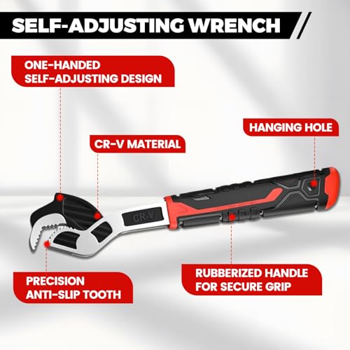 Pipe Wrench Set, 6” 8” 10” Self Adjusting Pipe Wrench, Multi-function Self-locking Pipe Vise Wrench Set, for 9/32" to 1-3/8" (7-35mm) Pipe Fittings, Standard Nuts and Irregular Nut - color: 6”+8”+10”