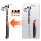 VANQUISH Framing Hammer 22oz One Piece Forged Straight Claw Hammer with Smooth Face & Shock Reduction Grip, Claw Hammer with Magnetic Nail Holder Side Nail Puller, 0630 - size: 22oz Smooth Face