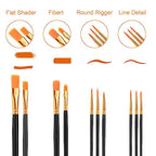 AROIC Acrylic Paint Brush Set, 2 Packs / 20 pcs Nylon Hair Brushes - size: 20pcs-blue
