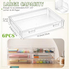 Jetec 6 Pieces Small Clear Plastic Storage Box,13.3 X 9.3 X 2 Inch - size: 13.3 x 9.3 x 2 Inch
