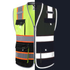 JKSafety Safety Vest for Men Women Hi Vis with Pockets and Cushioned Collar Construction Vest Meet ANSI Standard (BX360) - color: Yellowblack, size: 3X-Large