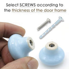 10-Pack Ceramic Cabinet Knobs Sky Blue 32mm Round Drawer Pull - color: Sky Blue