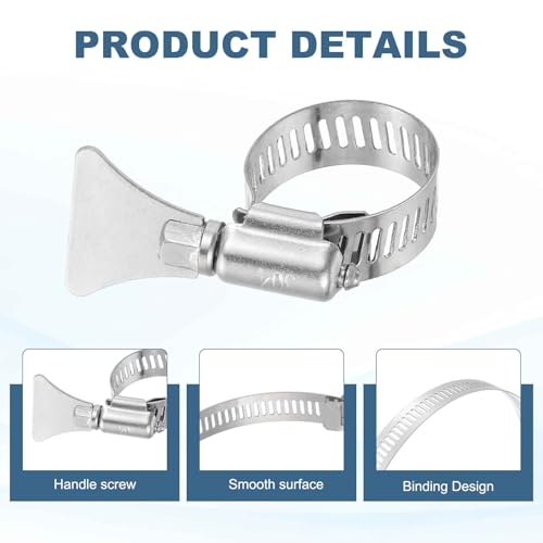HARFINGTON 4pcs Hose Clamps 1.6"-2.5" (40-63mm) Adjustable 304 Stainless Steel Worm Gear Hose Clamps Assortment Kit for Plumbing Dryer Vent Automotive Dust Collector - size: 40-63mm
