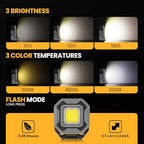 2-Pack 1200LM Magnetic Rechargeable LED Work Light for Car Camp - color: Gray