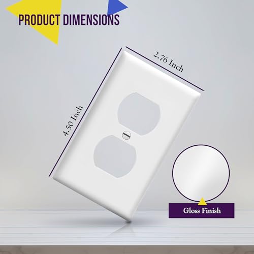 ENERLITES 10 Pack Outlet Covers Wall Plate for Duplex Receptacle, White - color: White, size: Standard Size