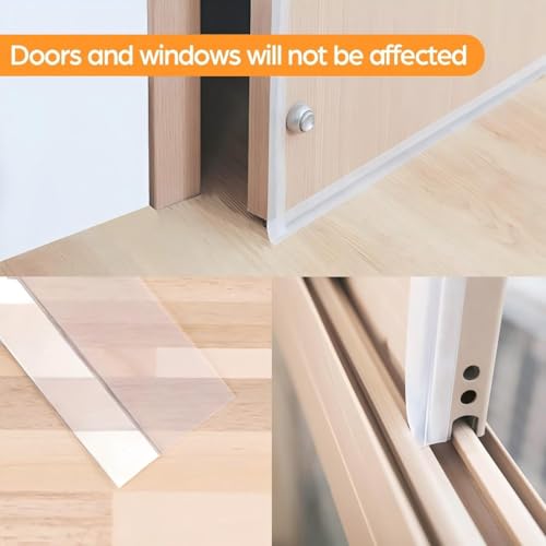 36 Ft Weather Stripping Door Seal Strip Tape,Silicone Door Draft Stopper,Self Adhesive Shower Door Bottom Seal and Door Insulation Strip for Door Frame Windows and Glass Gaps (Transparent, 45mm) - size: 1.8 in x 36 ft