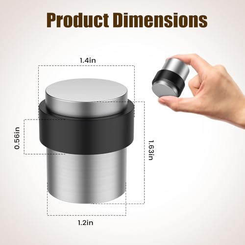 1 Pack Silver Brushed Finish Door Stoppers for Floor Mounting， Door Stopper Heavy Duty，304 Stainless Steel Cylindrical Made with Rubber Bumper，Floor Mount Door Holder Keep Door Open - color: Silver Brushed Finish, size: 1 Piece
