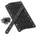 Flat Straight Braces, Black Mending Plate, Heavy Duty Metal Straight Brackets, Repair Joining Bracket, Repair Plates Fixing Bracket Connector for Wood, Furniture, with Screws