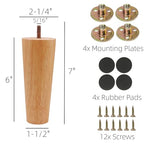 Solid Wood Replacement Furniture Sofa Couch Legs 6 inch Heavy Duty Set of 4 - color: Straight- Set of 4, size: 6"