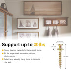 FUZANWJ Picture Hangers, 4-in-1 Double Headed Picture Hooks, 30lbs, 30 Pack