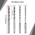 Rotary Hammer Bit Set with SDS Plus Shank,Carbide Tip,6+8+10+12mm - 4pcs