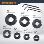 POWERTEC Drill Bit Stop Collar Set, 7 Piece Set Adjustable Drill Bit Depth Stopper with Allen Wrench, Bit Stop with Imperial System Size Markings - 1/8", 3/16", 1/4", 5/16", 3/8", 7/16", 1/2” (71491E) - style: 7PC Imperial Drill Stop Set (1/8"-1/2")