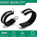 OURU 30pcs 3/8 Inch Stainless Steel Cable Clamps,Rubber Coated Cushioned Insulated Cable Clamp,Automotive Cable Wire Clamps,Pipe Clamps,Metal Clamp for Tube,Lines,Wire Cord Installation(Black,10mm) - size: 30pcs - 3/8"