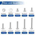 280Pcs #8-32 x 1/4" to 1-1/4" Pan Head Machine Screws Kit with Nuts Washers - size: #8-32