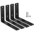 4 Pack - L 8" x H 6" x W1.5, 5mm Thick Black L Shelf Bracket, Iron Shelf Brackets, Metal Shelf Brackets, Floating Shelf, Shelf Supports with Screws - size: 8''x6'', style: Black 4 Pack