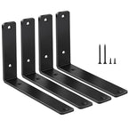 4 Pack - L 8" x H 6" x W1.5, 5mm Thick Black L Shelf Bracket, Iron Shelf Brackets, Metal Shelf Brackets, Floating Shelf, Shelf Supports with Screws - size: 8''x6'', style: Black 4 Pack