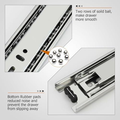 LONTAN 1 Pair Side Mount Drawer Slides 24 Inch Heavy Duty Cabinet Rails - color: Silver, size: 24 Inch - Drawer Slide