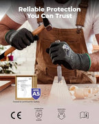 toolant ComfyCut A5 Cut Resistant Work Gloves, ANSI & EN388 Certified Protection with Second Skin Comfort, Fiberglass-Free, Touchscreen & Flexible Grip, for Woodworking, Warehouse, Assembly, Small - size: Small
