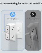 2 Pack Outlet Extender 6 Outlet Wall Plugs 2 USB A Ports and 2 USB C Ports - size: 2pack