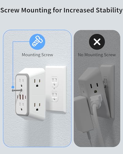 2 Pack Outlet Extender 6 Outlet Wall Plugs 2 USB A Ports and 2 USB C Ports - size: 2pack