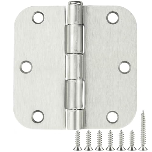 TDCHINGES Rounded Door Hinges Brushed Nickel 3.5"x3 1/2"5/8" Radius 42 Pack - color: Satin Nickel-Rounded, size: 42 Pack