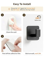 GWAAZXGZ Square Self Adhesive Towel Hooks - 2 Pack Matte Black Metal Hooks - color: Black, size: 2 Pack