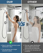 Shower Head with Handheld,High Pressure Chrome Rain Shower Head - color: B-Chrome, style: Rectangular 12"