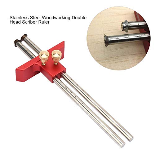 Wood marking gauge, Stainless Steel Woodworking Double Head Scriber Ruler Marking Gauge Wood Scribe Tool Carpentry For Carpenter