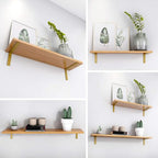 Gold Heavy Duty Shelf Brackets 4 Inch, Rustic Gold Iron L Shelf Bracket, Industrial Modern Metal Floating Shelf with Hardware for DIY Open Shelving, 4 Pack - color: Gold, size: 4 Inch