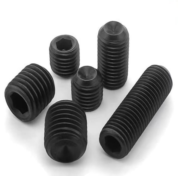 80Pcs M3-0.5x3mm Black Hex Socket Set Screw Grub Screws,Headless Cup Point,Flat Point Grub Bolt,Internal Hex Drive,Alloy Steel,Grade 12.9 Carbon Steel,for Towel Rack Door Knob - size: M3-0.5x3(80)