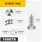 Mywish (15Sets) 3/8" x 1" Hex Head Lag Bolts, Heavy Duty Lag Screws with Washers, 304 Stainless Steel Bolts 18-8, Lag Screws Wood Screws, Fully Thread Bright Finish, 3/8 Bolt - size: 3/8 x 1" (15 set)