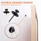 50 PCS Push Pins Picture Hangers Wall Hooks, Double Headed Thumb Tacks Without Nails, Renter Friendly Decor Thumbtacks for Tapestry Frame Art Photos (Black) - style: BLACK