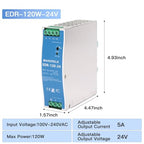 MAKERELE 120W 24V AC to DC DIN Rail Power Supply - style: 120W-24V