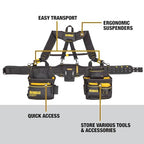 DEWALT Professional Tool Belt Organizer With Suspenders and 25 Pockets, Heavy Duty Construction (DWST540602) - size: One Size, style: Tool Rig w/Suspenders