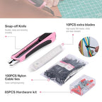 WORKPRO 258PCS Pink Tool Set, Portable Home Basic Tool Kit Box for Women