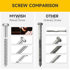 Mywish 5/16 Hex Head Lag Screws Assortment Kit, 74Pcs Heavy Duty Lag Bolts with Washers, 304 Stainless Steel Bolts 18-8 7-Size Wood Screws for Outdoor, Bright Finish 5/16 Bolt - size: 5/16 Assorted Kit