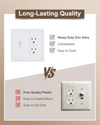 2-Pack Zinc Alloy Combo Toggle/Duplex Light Switch Cover Plate - color: Pure White, size: 1 Toggle/1 Duplex 2PK