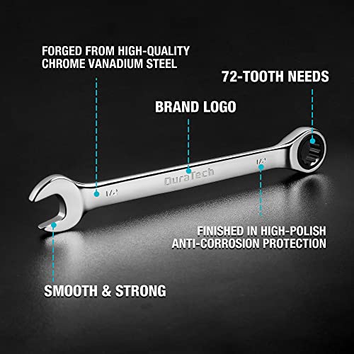 DURATECH 8-Piece Ratcheting Wrench Set, SAE, 5/16" to 3/4" - size: Set（5/16" to 3/4"）