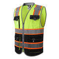 JKSafety Safety Vest for Men Women Hi Vis with Pockets and Cushioned Collar Construction Vest Meet ANSI Standard (BX360) - color: Yellowblack, size: 5X-Large