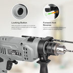 4.5Amp Corded Hammer Drill 3000 RPM Impact Drill with 5pcs Bits - style: Hammerdrill with 5pcs drill Bit